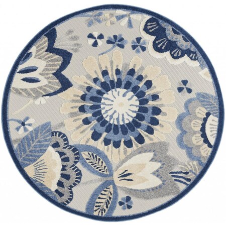 Palacedesigns 5 ft. Round Blue & Gray Indoor & Outdoor Area Rug - 5'3in. PA3670229